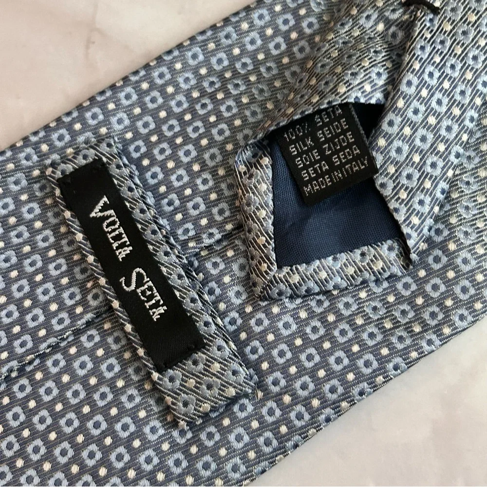 Volta Seta Italian Silk Light Blue Patterned Men's 58” Tie